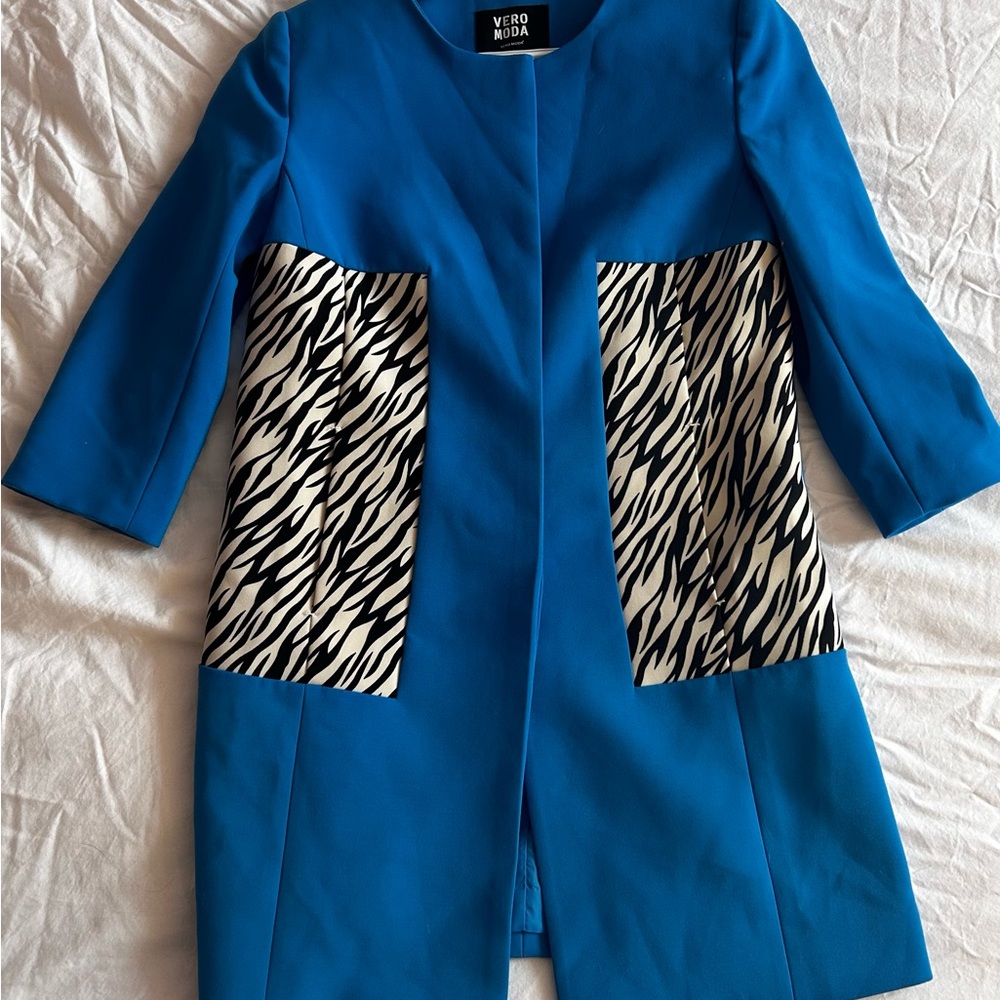 Mod Button-Up Jacket with Zebra Print